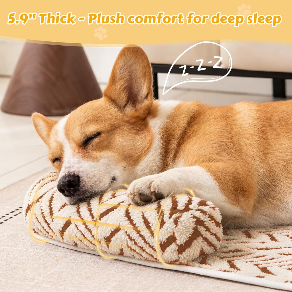 Calming Dog Bed Mats with Neck & Head Support, 35.43 x31.5 inch Khaki