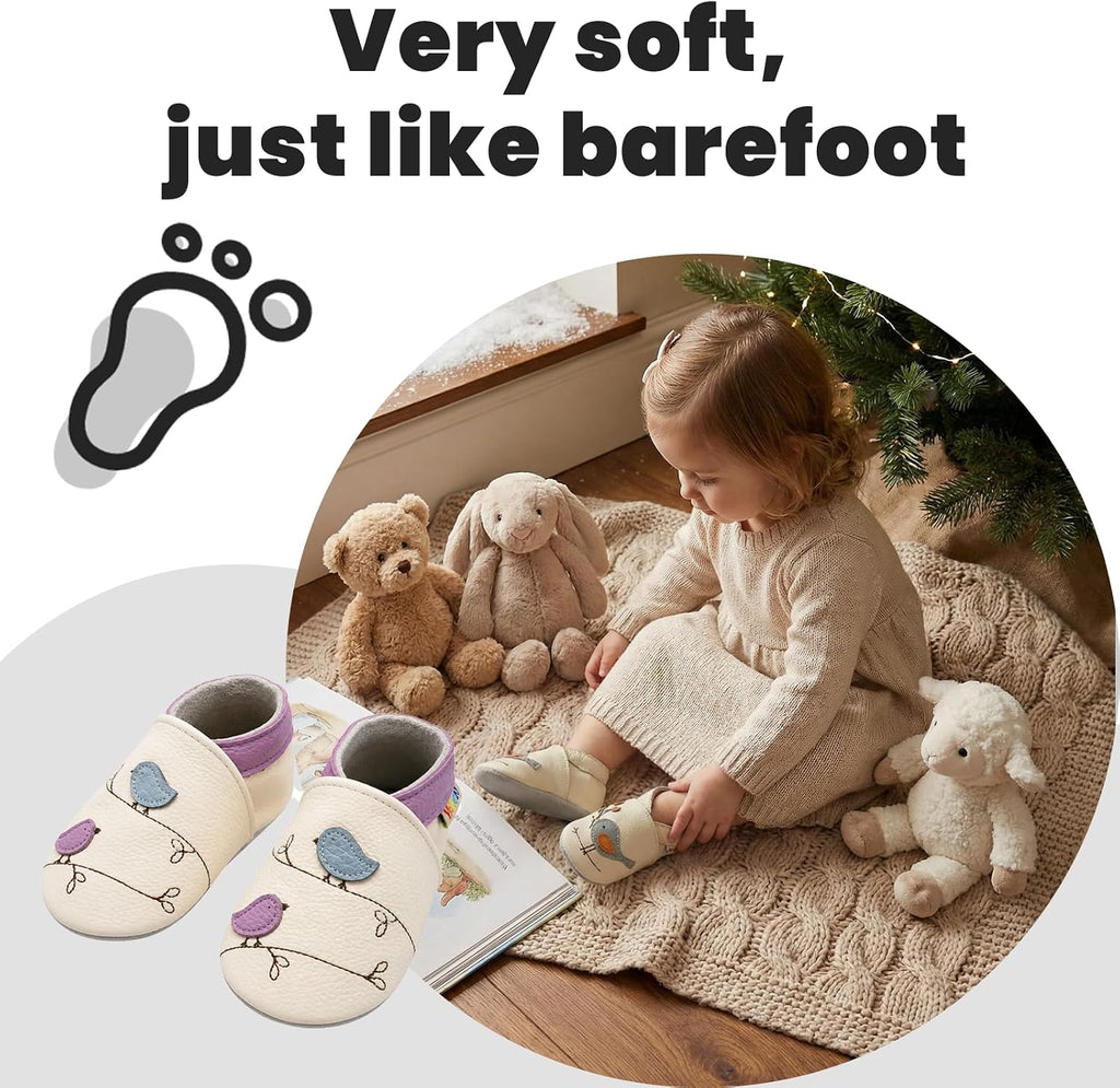 Baby Boys Girls Moccasins Slippers, Soft Sole Baby Leather Shoes, Anti-Slip Baby Walking Crib Shoes for Infant
