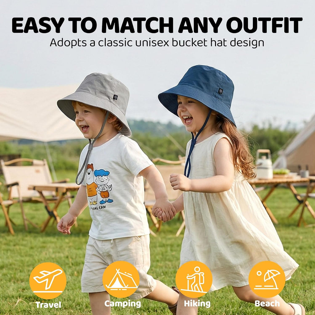 Toddler Bucket Hats UPF 50+ Baby Sun Hat Adjustable Kids Sun Protection Summer Hat Wide Brim Beach Hat for Boys Girls