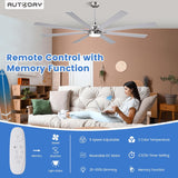 Autoday 72" Ceiling Fan with LED Light and Remote - Brushed Nickel / Walnut