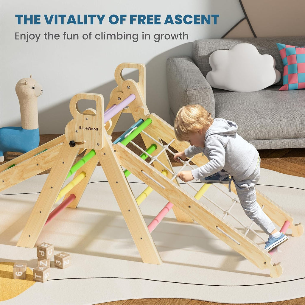 In-1Pikler Triangle Set, Toddler Climbing Toys Indoor, Rainbow