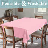 Pink Tablecloth Fabric (1PC, 60"x102"), 6ft Table Cover (8-10 Seat) - Cotton Polyester, Wrinkle Resi