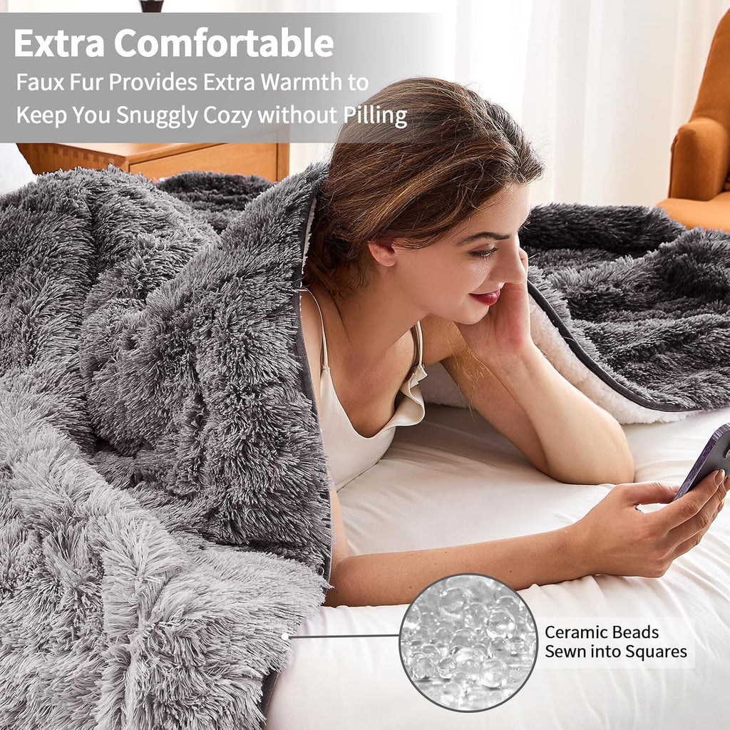 Weighted Blanket for Adults (15 lbs, 60" x 80", Smoke Gray) Heavy Blanket for Sleeping Perfect for 140-160 lbs, Queen