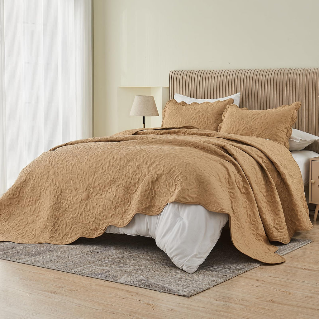 Oversized King Bedspreads 128x120 Khaki