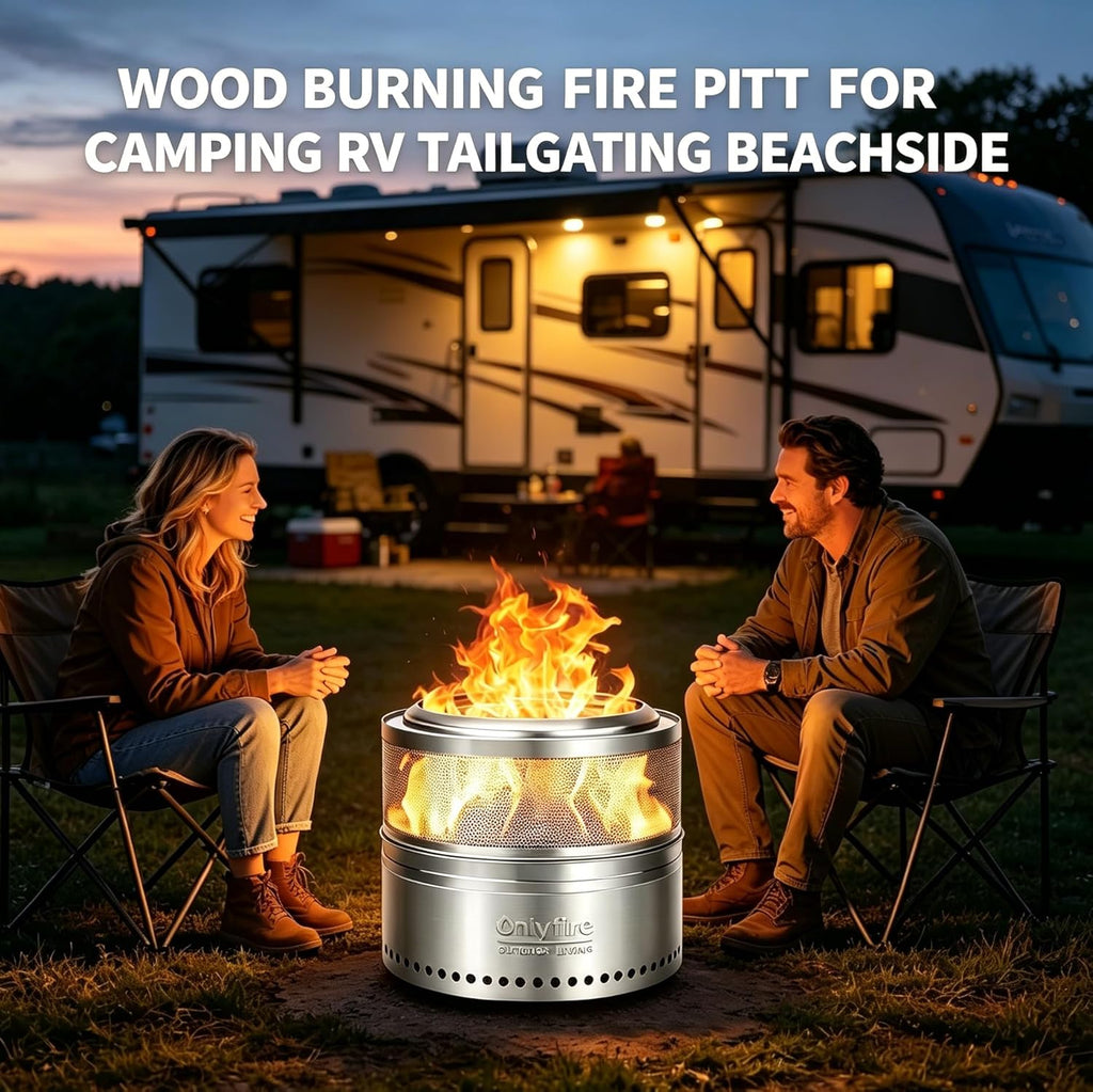 Wood Burning Fire Pit with Carrying Bag, 19.5” Detachable Portable Firepit for Camping Tailgating Patio Backyard