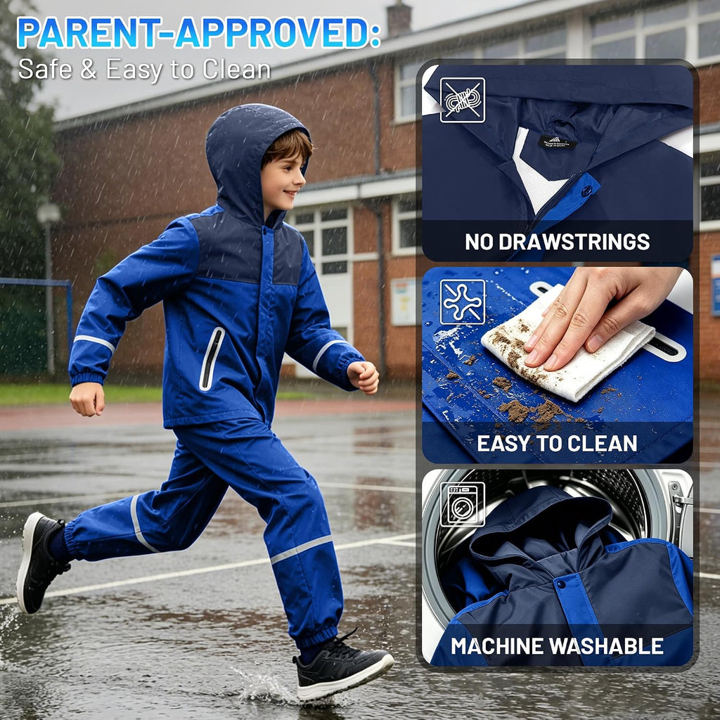 Reflective Kids Rain Suit Boys Girls Youth Waterproof Rain Gear