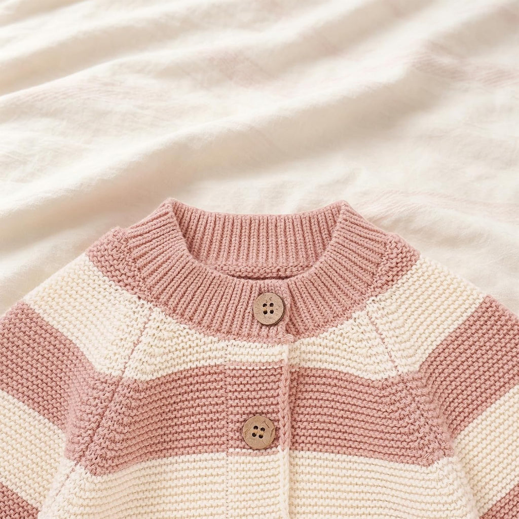Knit Cotton Newborn Piece Set with Romper, Hat/Hair Band, Booties