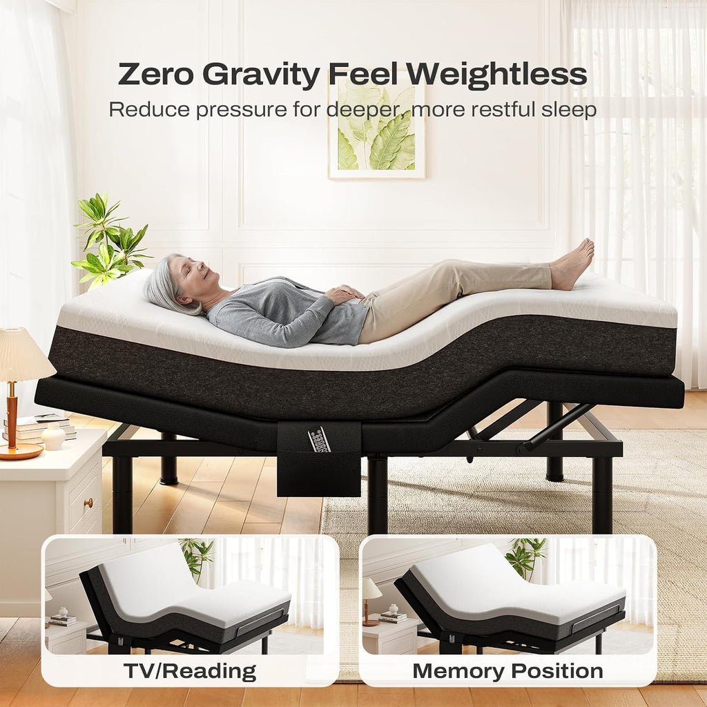 Split King Adjustable Bed Frame with Massage and Head & Foot Incline