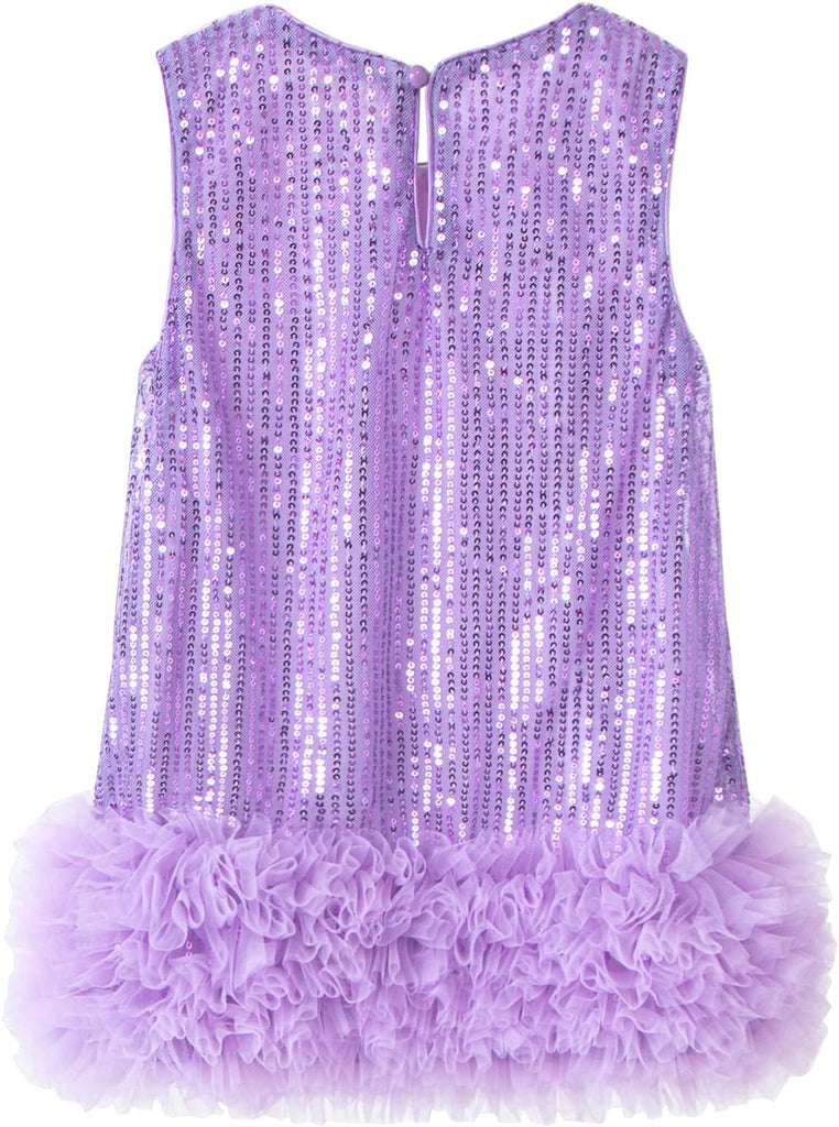 Toddler Girls Sequin Sleeveless A Line Party Sparkly Gown Mesh Dress