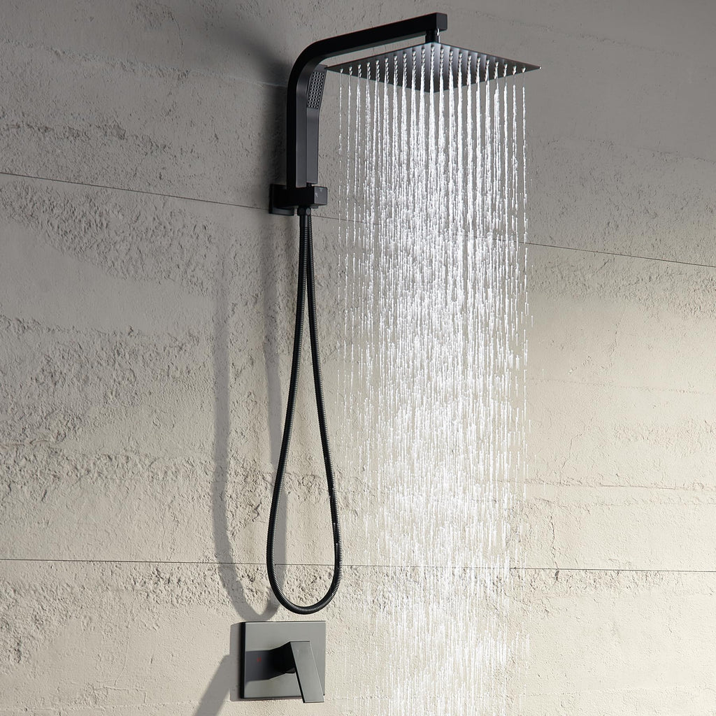Matte Black Shower Faucet Set,10 Inch shower head with handheld combo