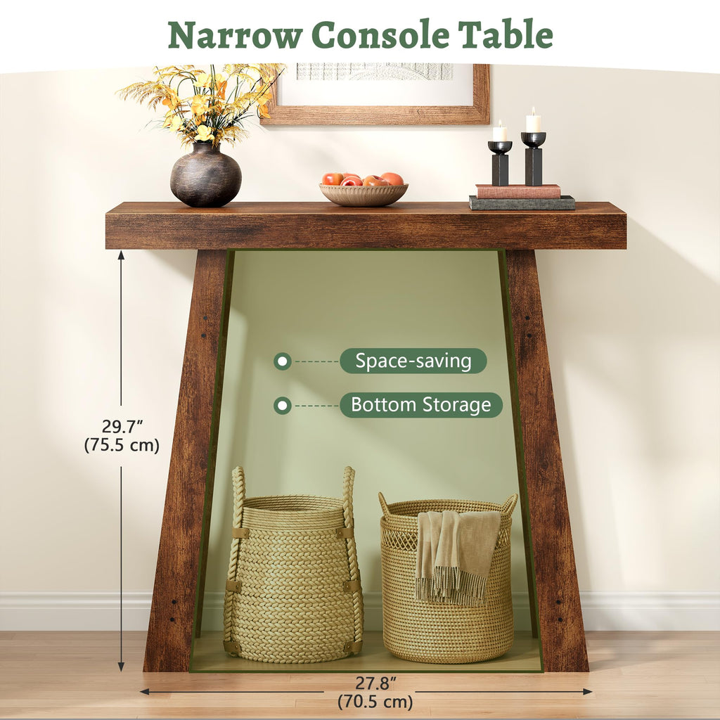 Modern Entryway Table, Foyer, 31.5 Inch, Rustic Brown