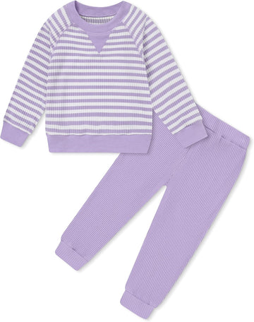 Toddler Baby Girl Clothes Cute Striped Sweatshirt Tops and Pants Set