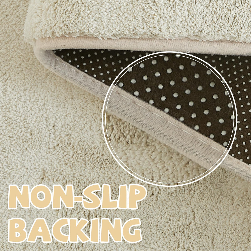 Solid Plush Runner Rug Shaggy Washable Hallway Rug, Ivory