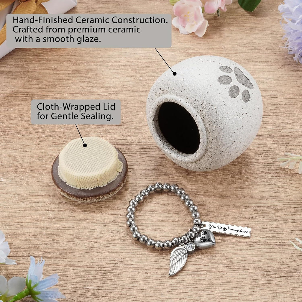 Pet Urn for Dogs Cats 2.76 Inch Small Urn for Pet Ashes Cremation Keepsake Urns Ceramic Mini Urns for Ashes Pet