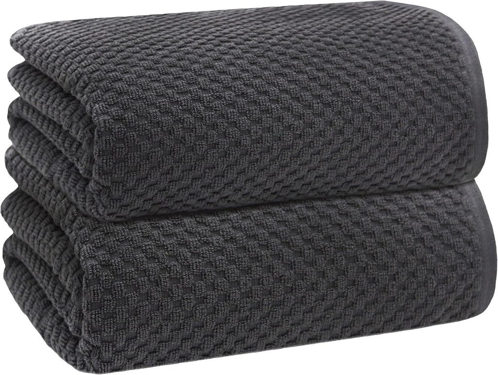 Euro Spa Waffle Weave Bath Sheets - Set of 2 Grey Towel Sheets | Pure 100% Ringspun Cotton Oversized Luxurious Towel