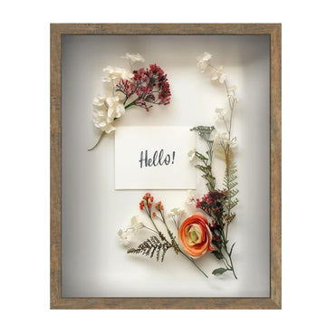 16x20 Driftwood Wooden Shadow Box Frame - Soft Felt Back, Tempered Glass, and Included Elegant White Ball Push Pins