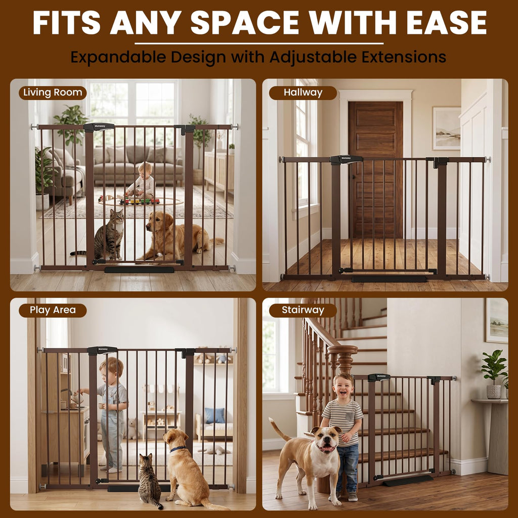 36" Extra Tall Baby Gate for Stairs, 29.7-51" Wide Dog Gates Indoor for Doorways with Easy Walk Thru, Auto Close Pet