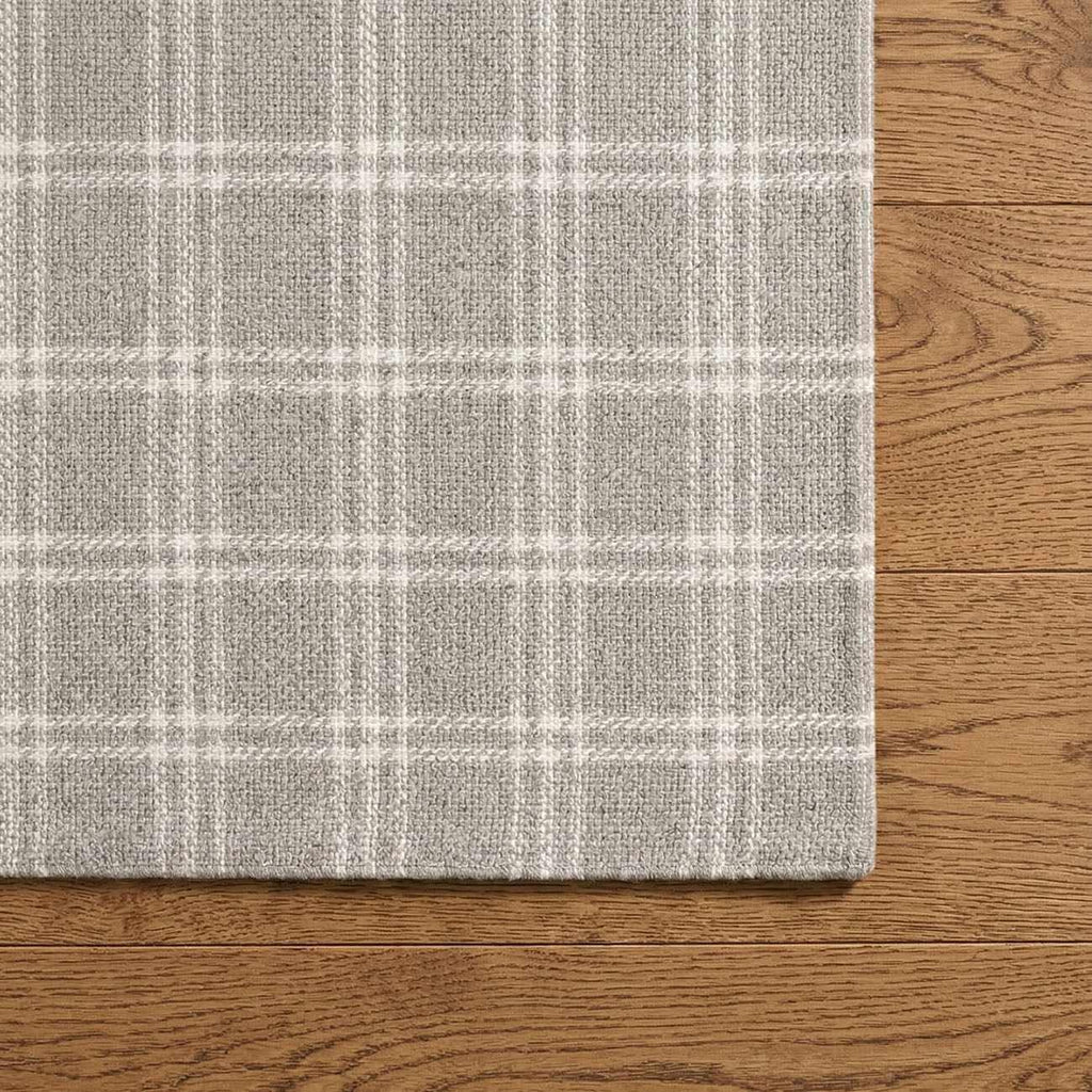 Dhyana Wool Living Room, Bedroom Area Rug - Plaid Checkered Geometric Striped - Contemporary Modern Minimalist