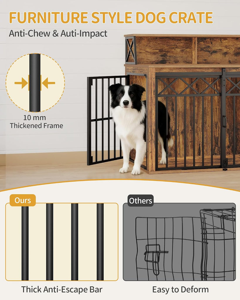 Dog Crate Furniture, Dog Kennel Indoor with Storage Shelf