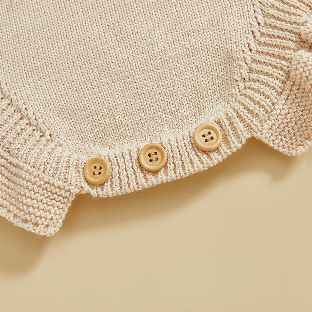 Newborn Baby Girl Clothes Bow Embroidery Romper Sleeveless Knit Romper Jumpsuit Sweater Bodysuit One-Piece Outfit