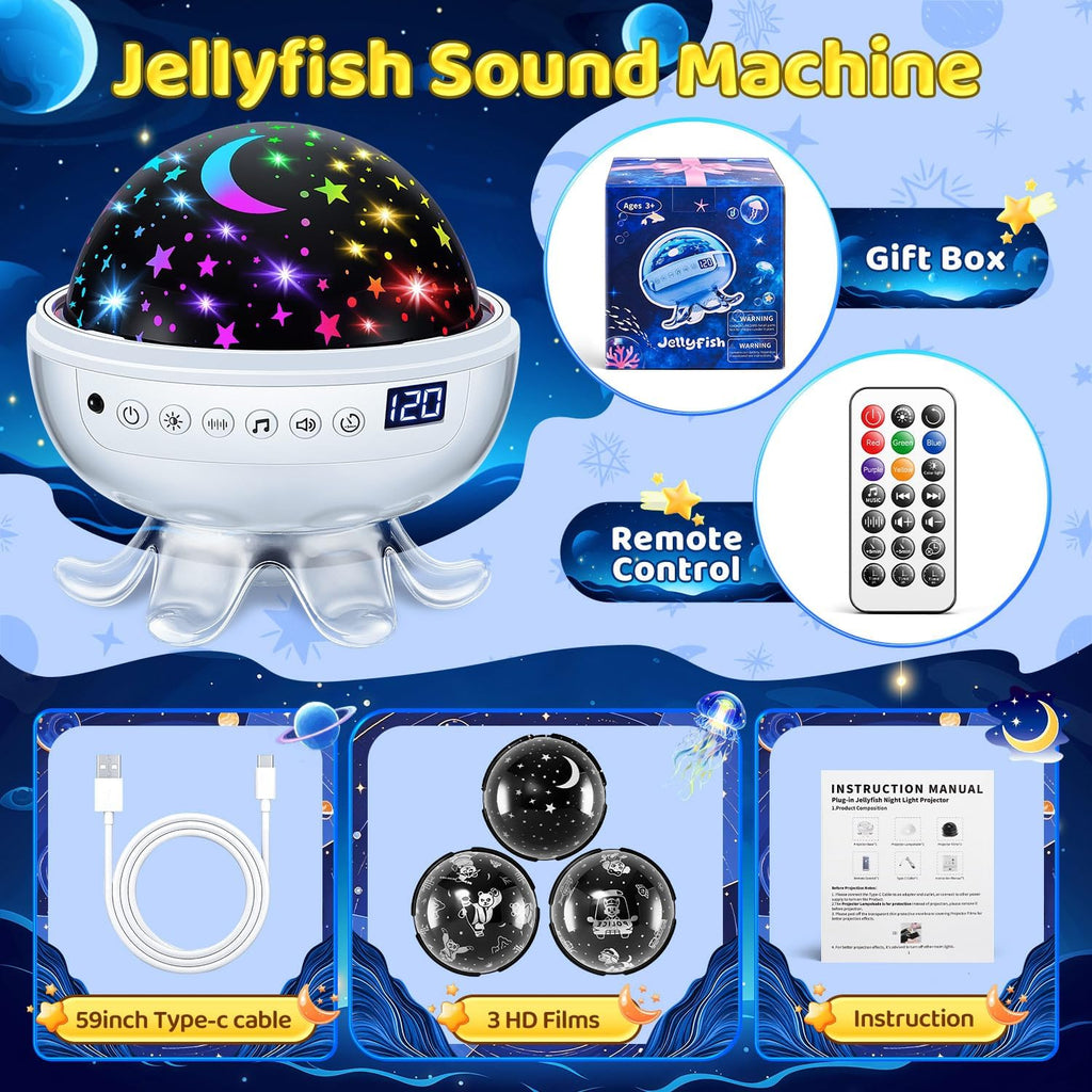 Sound Machine with 30 Soothing Sounds,Night Light Projector with Star