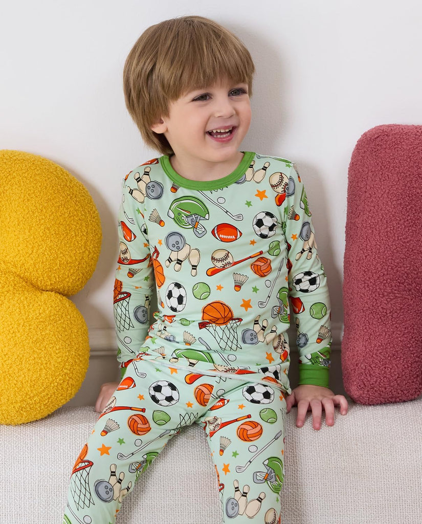 Bamboo Viscose Toddler Kids Pajamas Set, Long Sleeve Boys