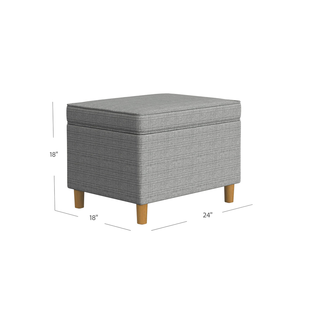 24" Dinah Collection Storage Ottoman - Sage Mini Grid Pattern
