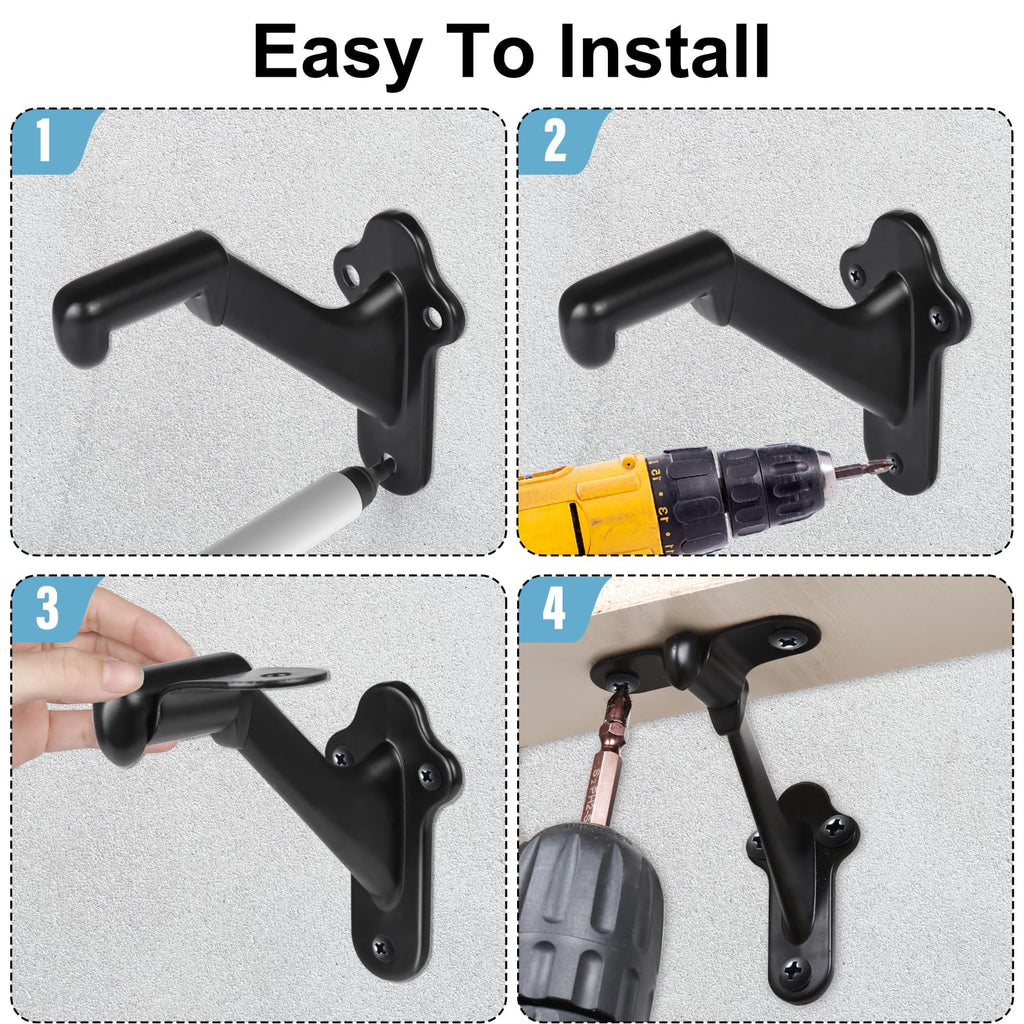 Handrail Stair Brackets 10pcs Heavy Duty Hand Rail Bracket with Screws for Stairways Staircase Railing Bracket (Matte