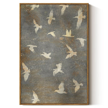 Framed Wall Art Vintage Decor, Large Gold Flying Bird, 16x24In
