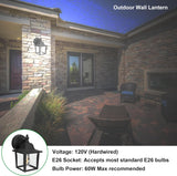 Outdoor Wall Lantern, Wall Sconce as Porch Lighting Fixture, E26 Medium Base 60W Max., Aluminum Housing Plus Glass
