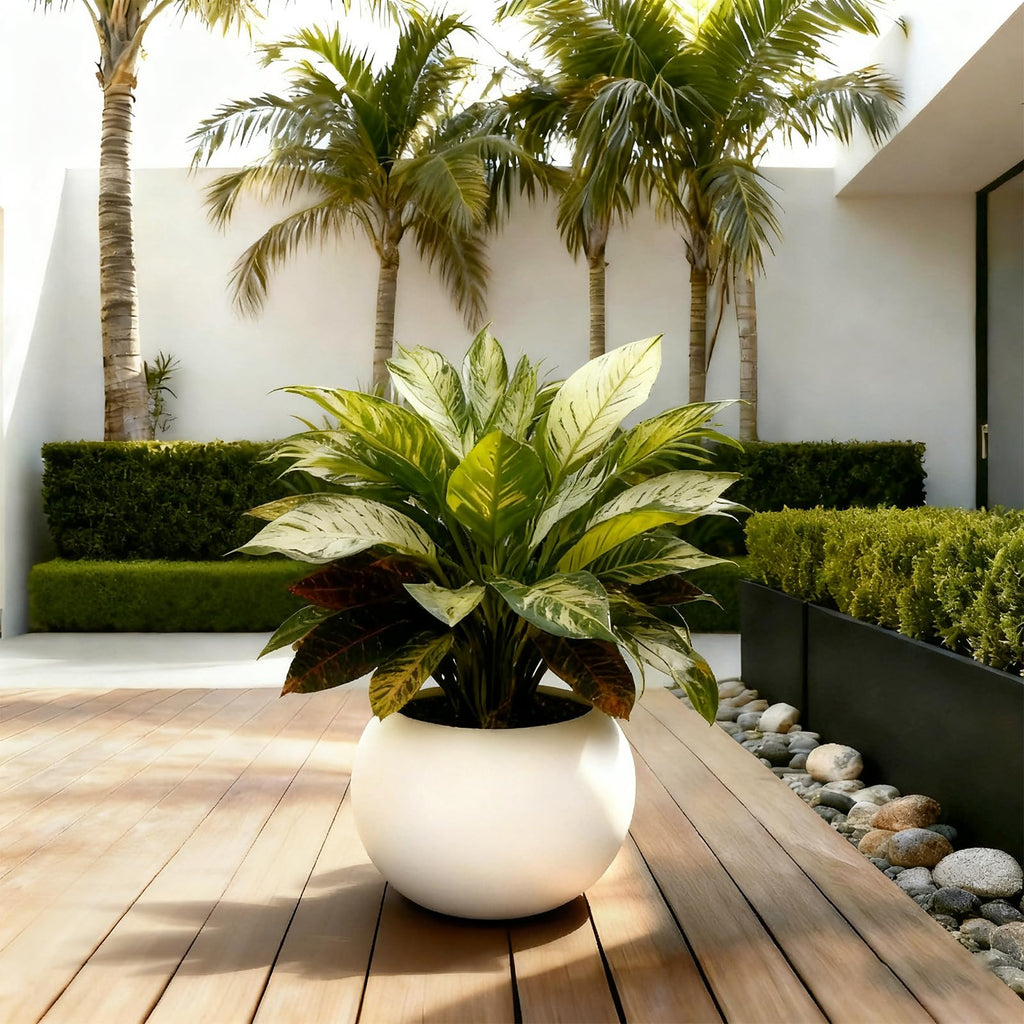 Large Round Planter, Planters for Indoor Plants & Outdoor, Durable Plastic Material Sphere Planter with Drainage Hole &