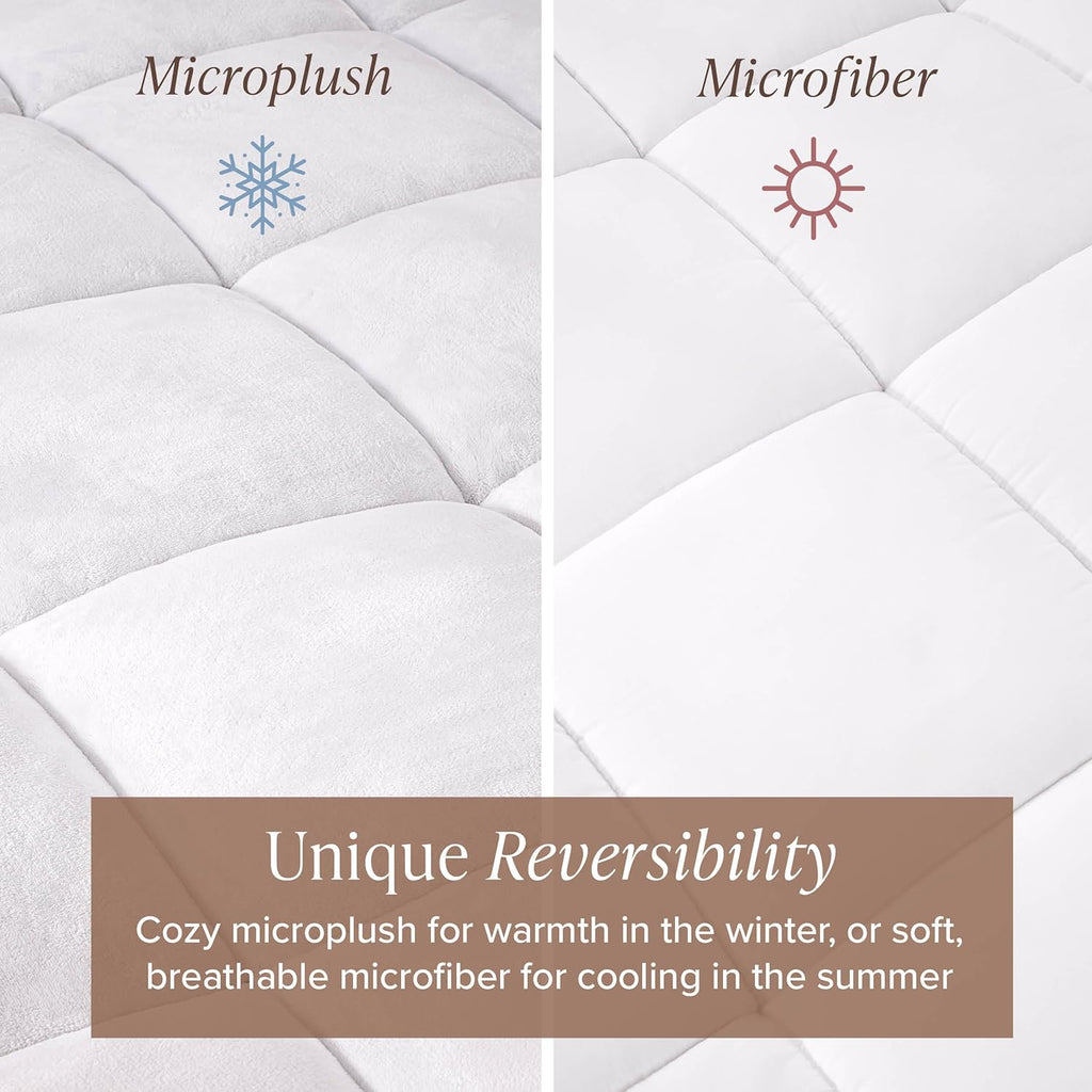 Microplush Reversible Mattress Topper (Full) | Deep Pockets 8 to 24 Inches, Dual Sided All-Season, Pillow Top