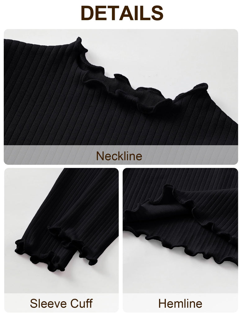 Black Pajamas for Toddler Girls Stretch Ribbed Knit PJ Set