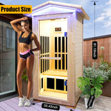 Outdoor Sauna Wooden Far Infrared Saunas Spa 1550W Low-EMF Dry Sauna Room for One Person Finland Spruce Wood