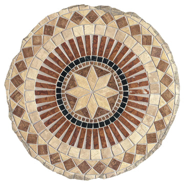 Magnolia Garden 10-Inch Geometric Mosaic Decorative Stepping Stone - Earth Tone Sunburst Resin Garden Walkway Tile