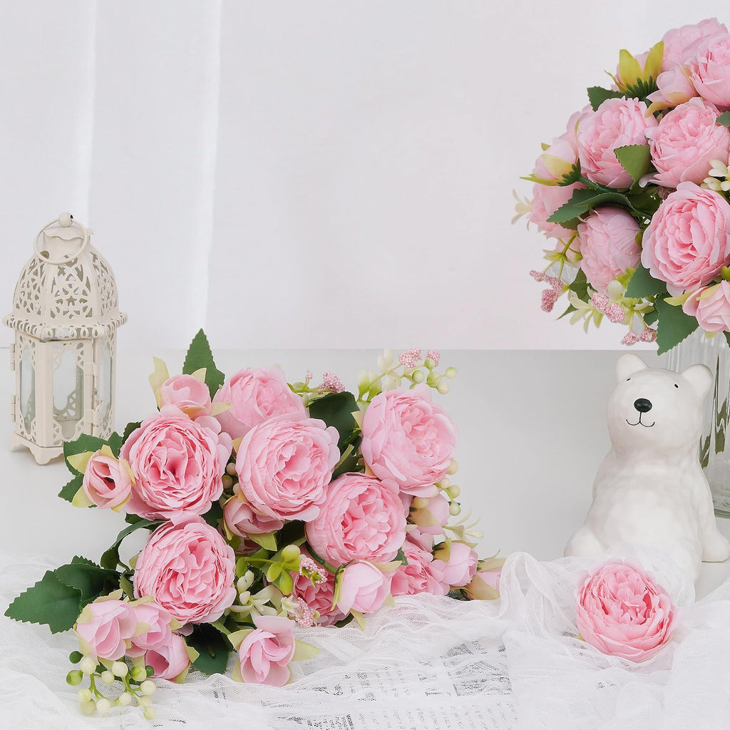 8 Packs Peonies Artificial Flowers, Light Pink Silk Artificial Peonies
