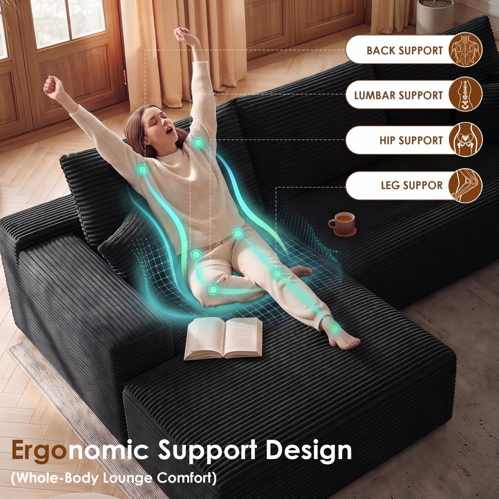 Sectional Couches Modern Modular Sofa with L-Shape Couchs Upholstered Boneless Couch Deep Seat Sectional Couch with