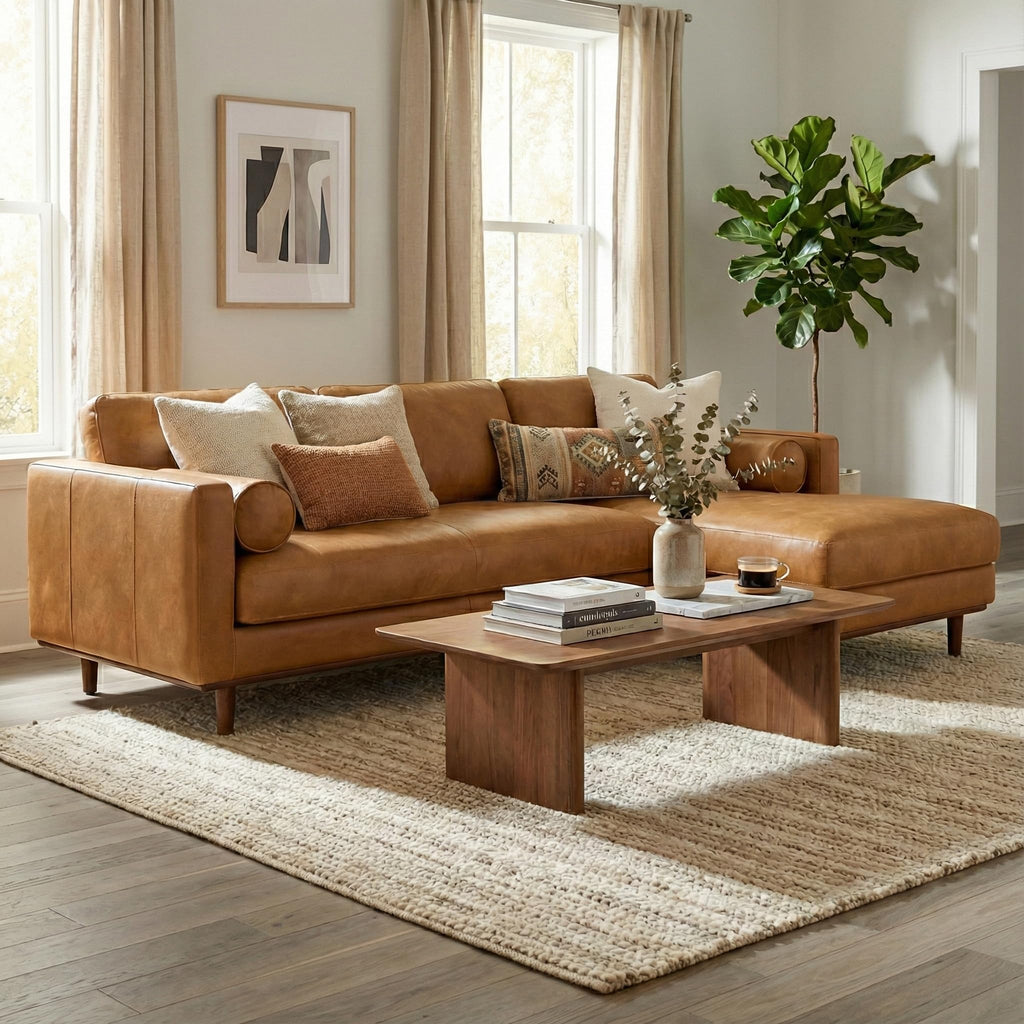 Morrison 102" Full-Grain Leather Right-Facing Sectional Sofa