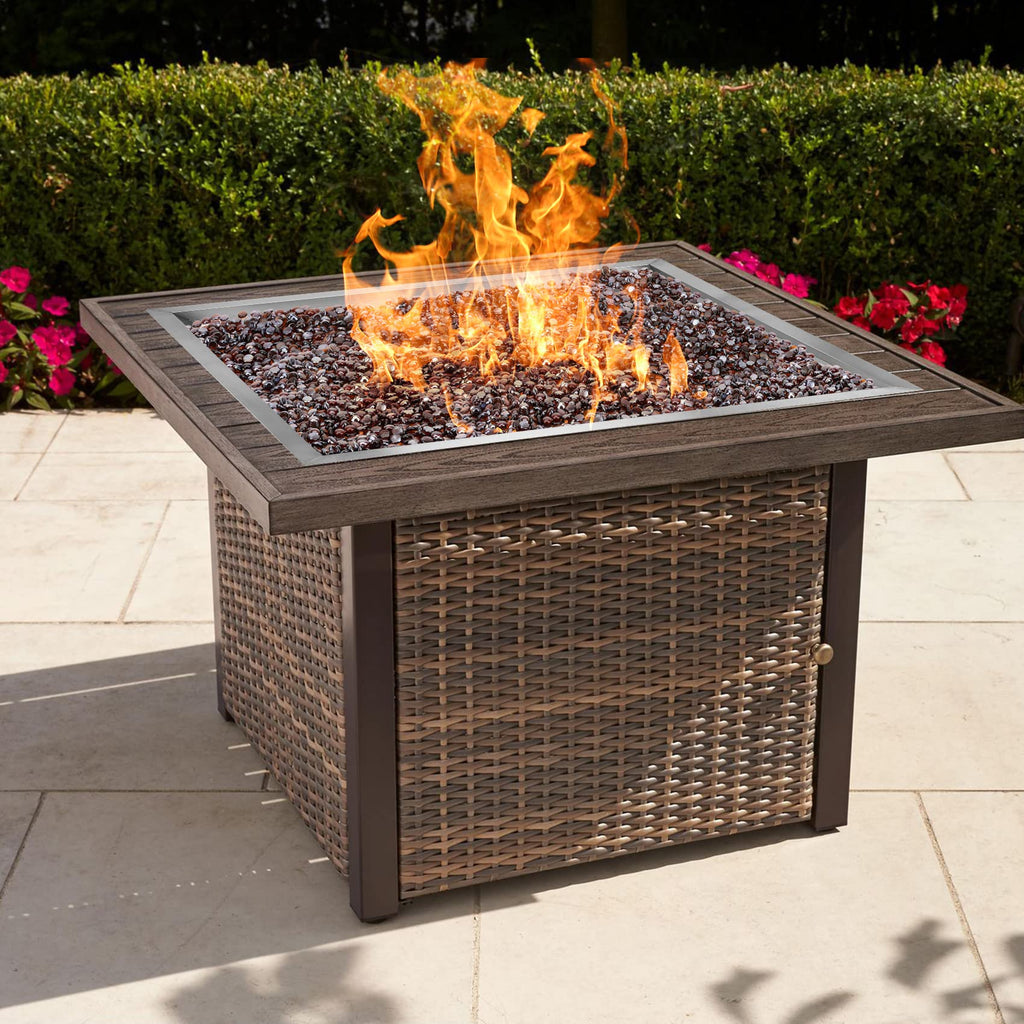 30" Square Fire Pit Flat Pan with Burner Ring, 296, 000 BTU
