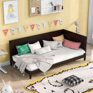 Twin Size Daybed Wood Sofa Bed, Espresso