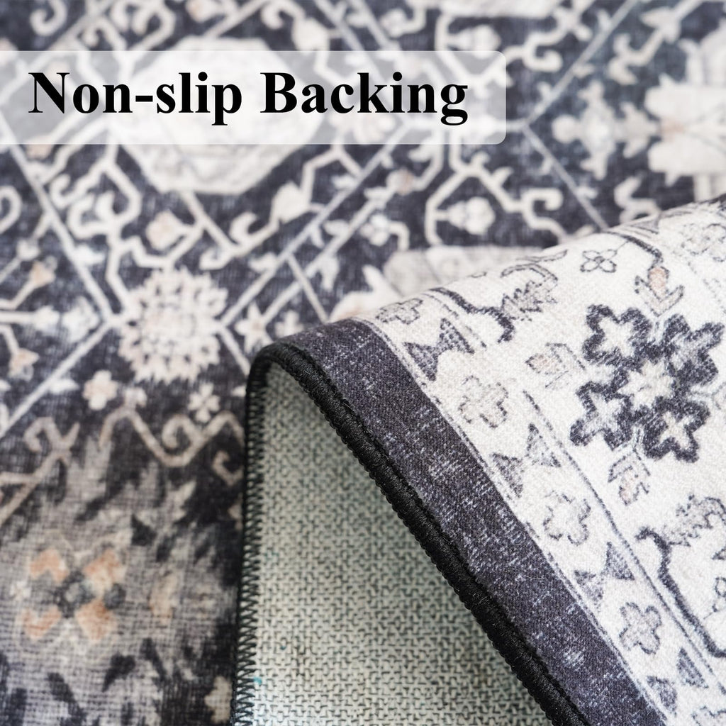 4x10 Washable Hallway Runner Rug: Oriental 10ft Extra Wide Ultra Soft Runners Bedroom Stain Resistant Low Pile Carpet