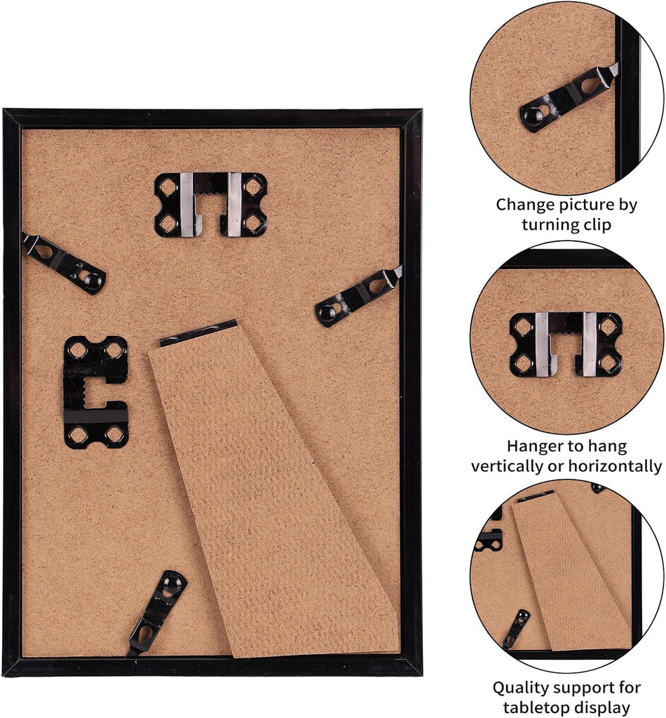 14 Pack Black Picture Frames Set, 2pcs 11x14 Matted for 8x10, 6pcs 8x10 Matted for 5x7, 6pcs 5x7 Matted for 4x6