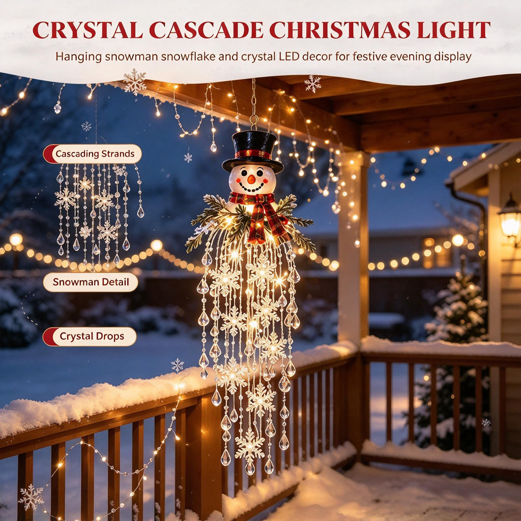 Crystal Cascade Christmas Light - Hanging Snowflake & Crystal LED Porch Decor (D)