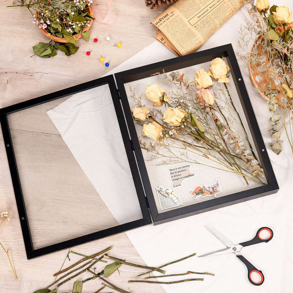 2 Packs 11x14 Shadow Box Frame with Linen Back - Sturdy Rustic Memory Display Case of Flower, Pictures, Medals and