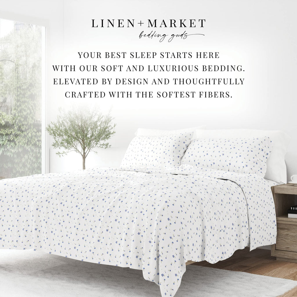Double-Brushed Patterned Microfiber Full Sheet Set 4 Piece - Oeko-TEX Certified Ultra Soft & Wrinkle-Free - 16" Deep