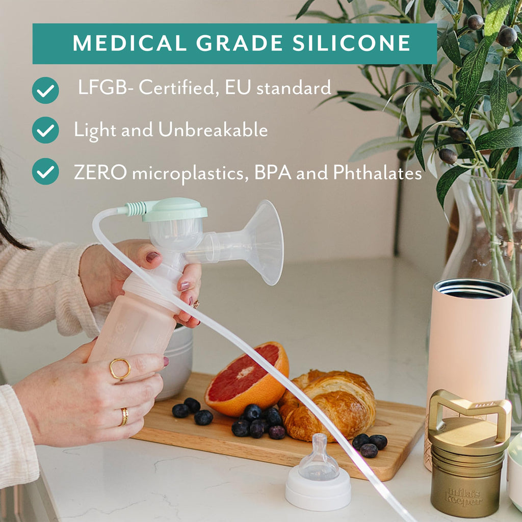 Silicone Breast Milk Storage Bottles | Daycare Approved | 100% Plastic Free Baby Bottle | 3 in 1 Pumping, Storing