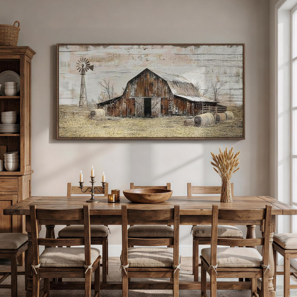 Large Framed Farmhouse Wall Art, 60x30 In