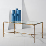Couture Collection Jessa Brass Metal/Glass Top Rectangle Coffee Table (Fully Assembled)