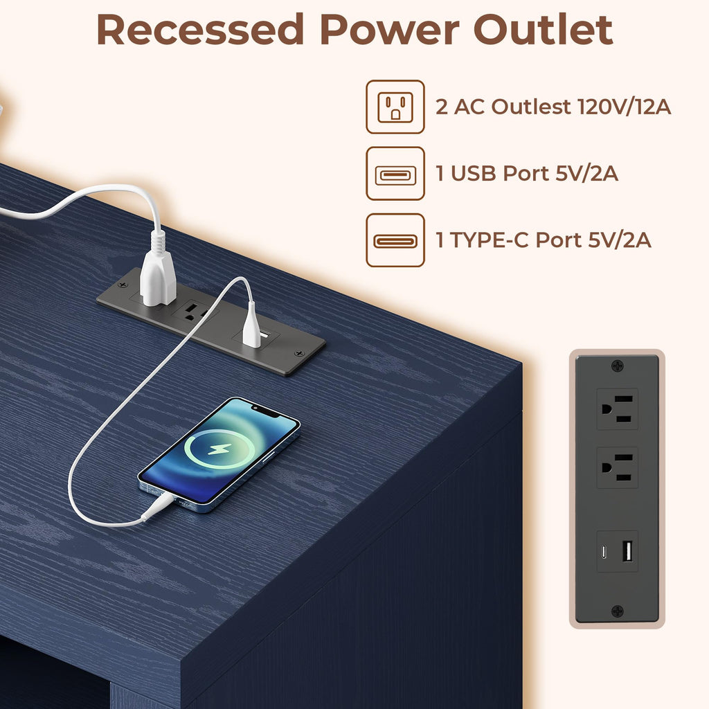 3-Tier Record Player Stand with Charging Station, Vinyl Storage