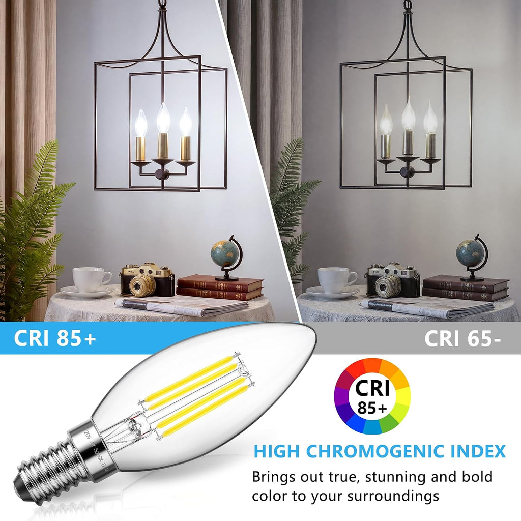 Dimmable LED E12 Candelabra Bulb 5000K Daylight White 12-Pack